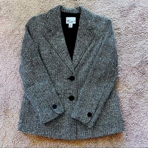 BOGO 50% - Vintage Gray Herringbone Long Sleeve Front Button Retro Blazer Jacket